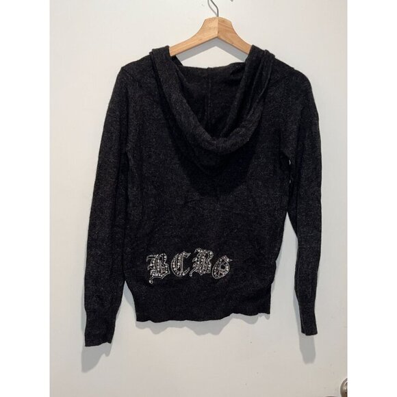 BCBGMaxAzria Gray Cashmere Long Sleeve Button-Front Hoodie Sweater Women's  Larg - Picture 4 of 8